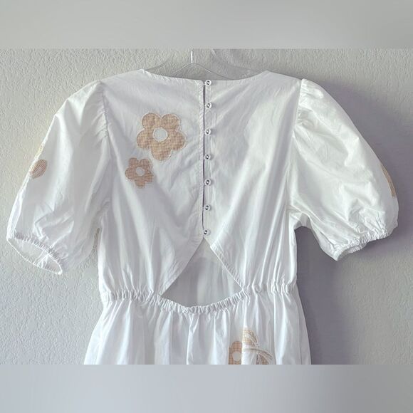 Madewell NWT Annamarie Mini Dress Size 00 Embroidered with Floral Appliqués - Picture 12 of 15